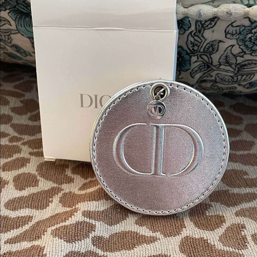 Christian Dior Metallic Silver Keychain Mirror NIB